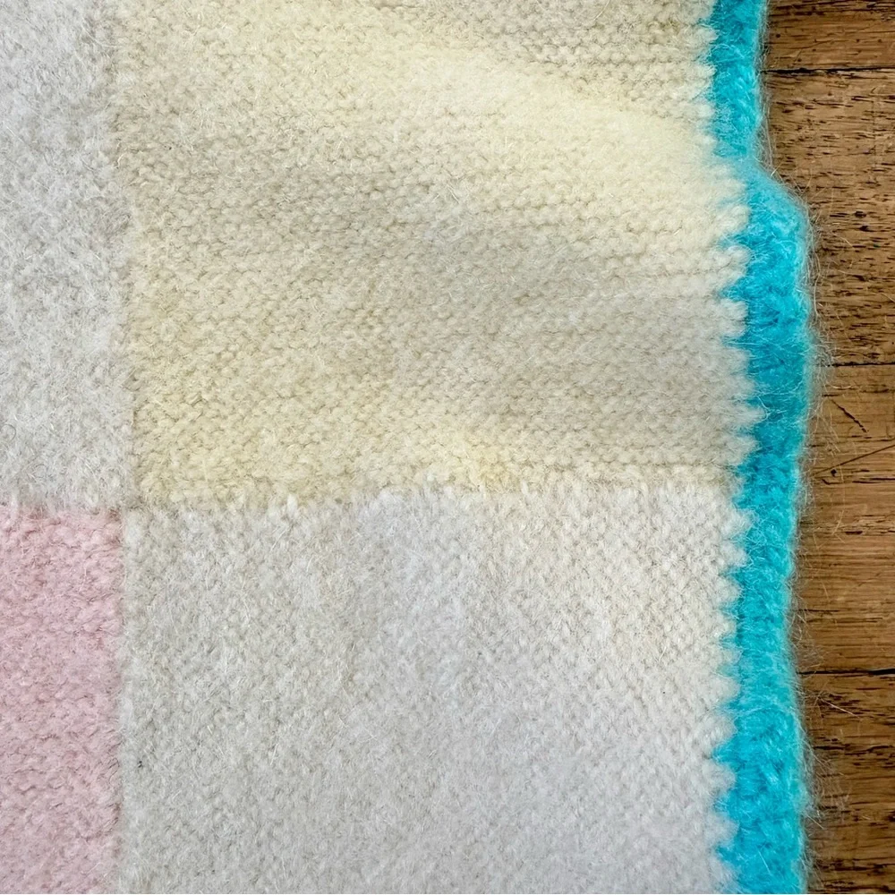 Handmade Crocheted Checkered Patchwork Pastel Baby Blanket